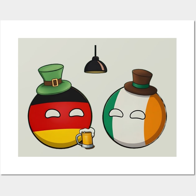 Ireland Polandball and Germany Countryball Shirt St. Patrick's day Wall Art by Polandball World